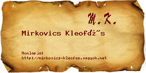 Mirkovics Kleofás névjegykártya